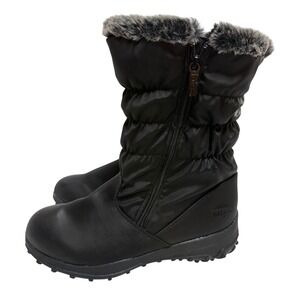 Totes Henrique II Snow Boots Women Size 10 Black Excellent Faux Fur Trim Quilted